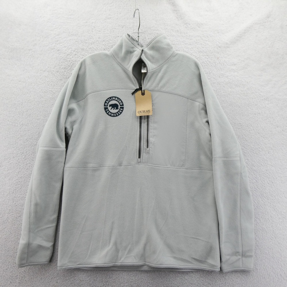 Ouray Fleece Pullover Mens Large Gatlinburg Tennessee Gray Quarter Zip Polyester